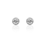 14K Solid White Gold 1ct Diamond Earrings Halo Setting Earring Studs