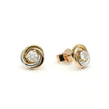 18K Solid Gold Circle Love Knot Earrings with 4MM Each Moissanite Diamond