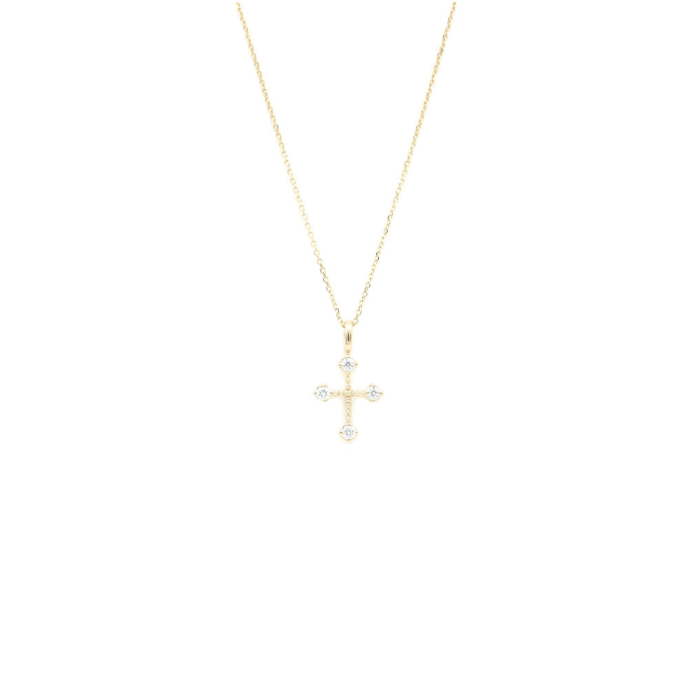 14K Solid Yellow Gold D Color VVS1, Excellent Cut Diamond Cross Pendant Necklace