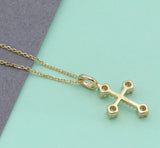 14K Solid Yellow Gold D Color VVS1, Excellent Cut Diamond Cross Pendant Necklace