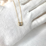 18K Solid Gold 0.5 Carat / 1 Carat Moissanite Diamond Bezel Setting Necklace