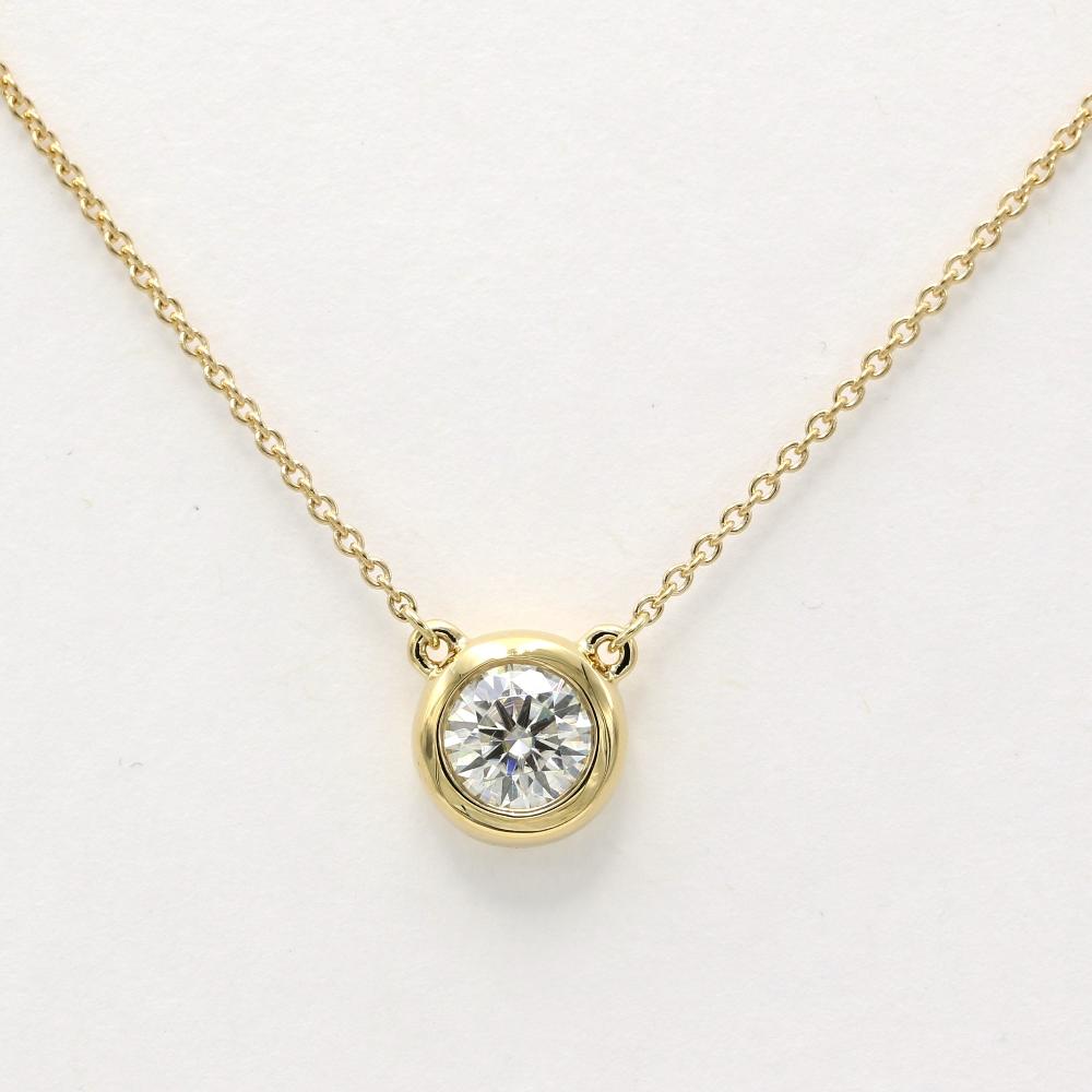 18K Solid Gold 0.5 Carat / 1 Carat Moissanite Diamond Bezel Setting Necklace