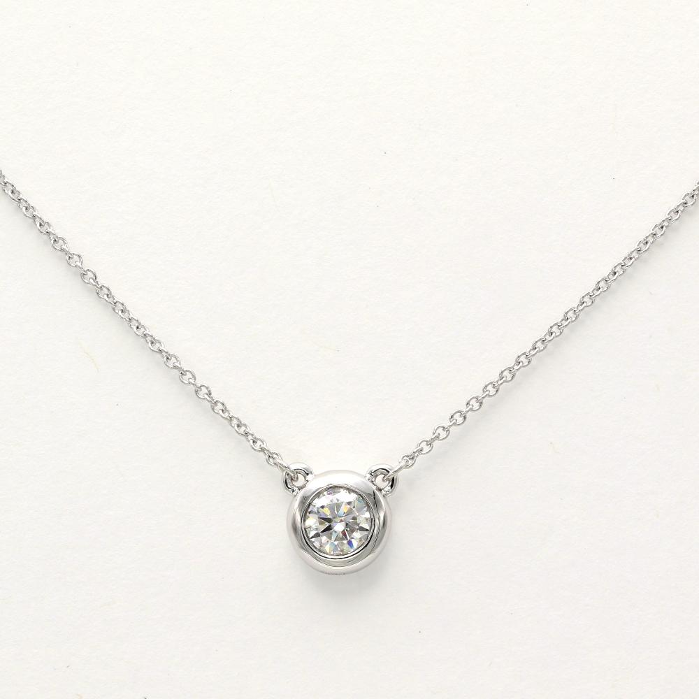 18K Solid Gold 0.5 Carat / 1 Carat Moissanite Diamond Bezel Setting Necklace