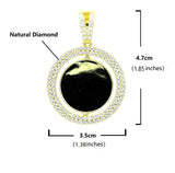 18K Solid Gold with Natural diamond Customize Photo Size 25mm Memory Pendant