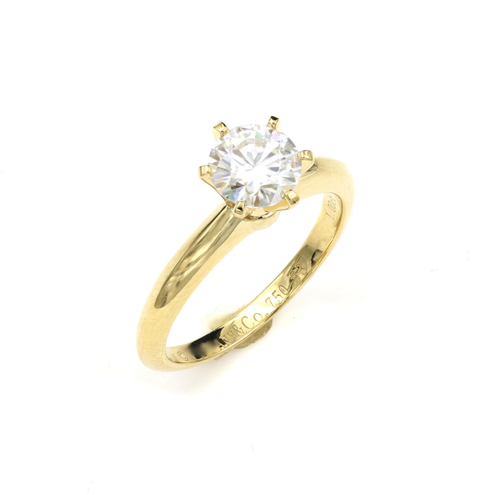 18K Solid Gold 1ct 6 Prong Ring Fast Ship D Color VVS1 Excellent Cut Moissanite Stone Diamond Solitaire with GRA certificate