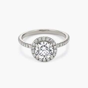 14K White Gold 2.2 Carat Moissanite Diamond Halo Setting Engagement Ring