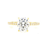 14K Solid Yellow Gold Hidden Halo Oval Cut 2.4 Carat Moissanite Diamond Wedding Ring