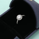 14K White Gold 2.2 Carat Moissanite Diamond Halo Setting Engagement Ring