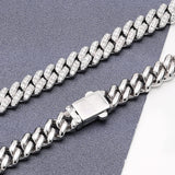 8mm Sterling Silver Moissanite Diamond Prong Setting Platinum Plated Cuban Link