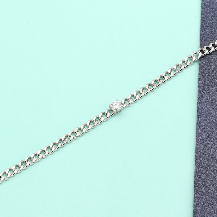 Sterling Silver Vermeil 6.25+1 inches 5mm/0.5 Carat Moissanite Diamond solitaire Miami Cuban bracelet