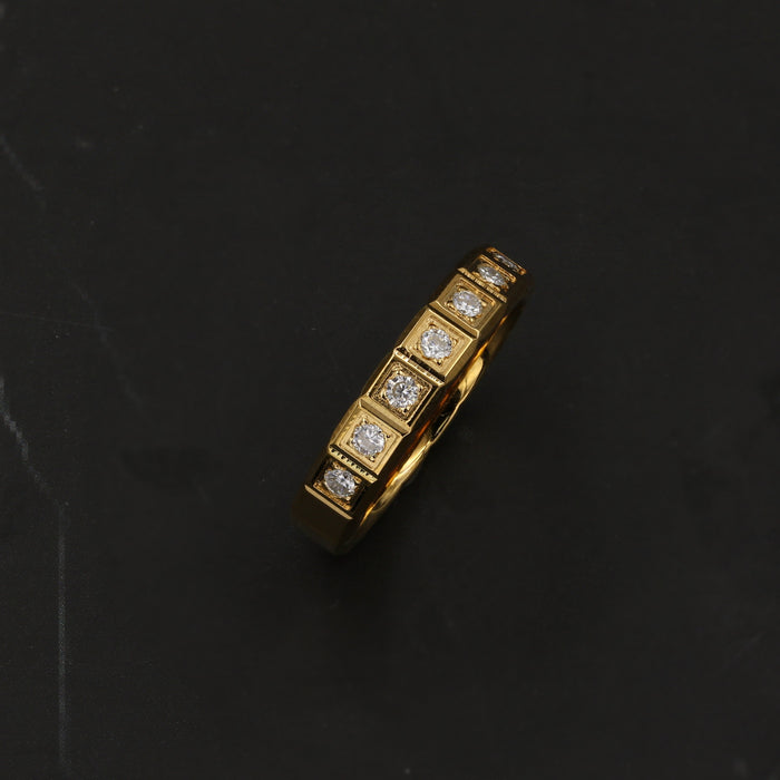 Ice Cube Ring Vermeil Gold Plated 2MM 0.27CT Moissanite Band Ring