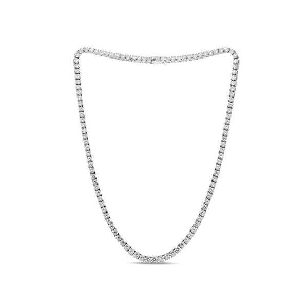 Platinum Plated Sterling Silver Cubic Zirconia Tennis Necklace 4mm CZ