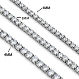 Platinum Plated Sterling Silver Cubic Zirconia Tennis Necklace 5mm CZ