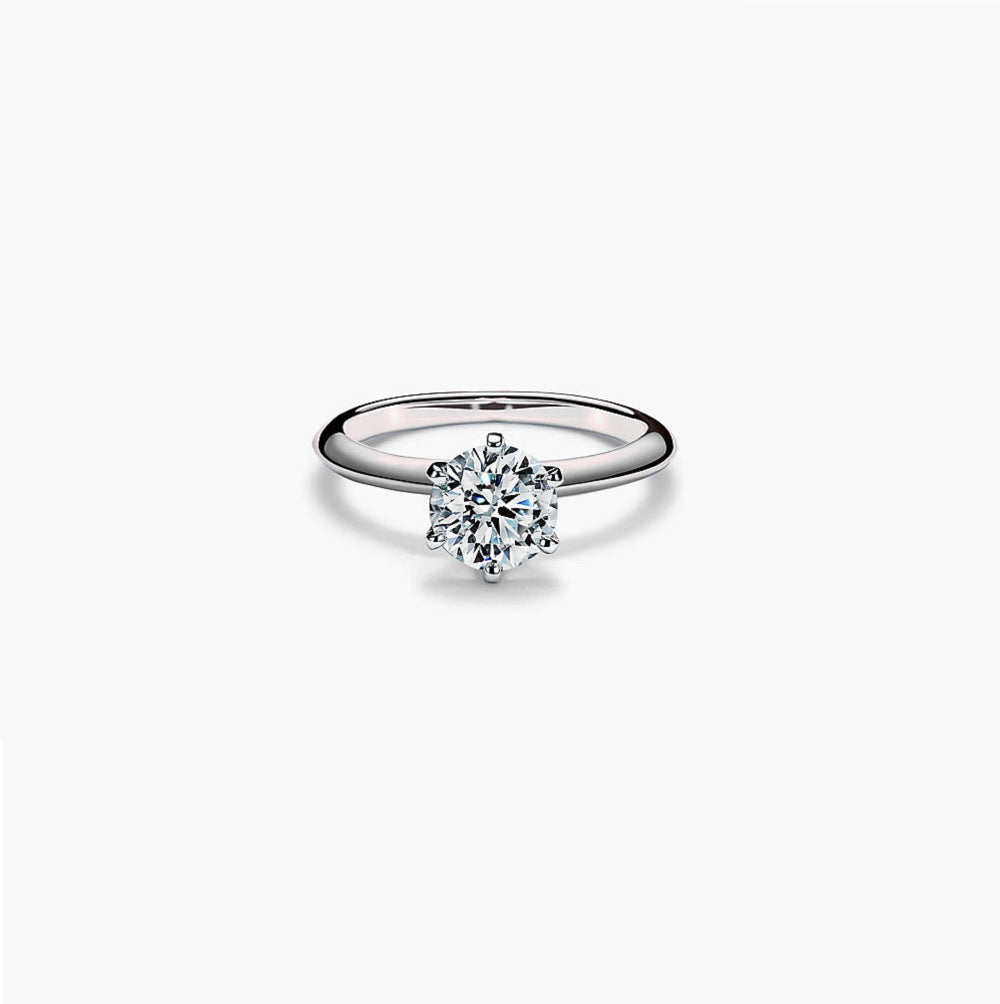 Sterling Silver 1.0Ct. 6 Prong Moissanite Solitaire Engagement Ring