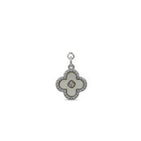 Sterling Silver cz with Clover Mother of Pearl Charm for Paper Clip Necklace