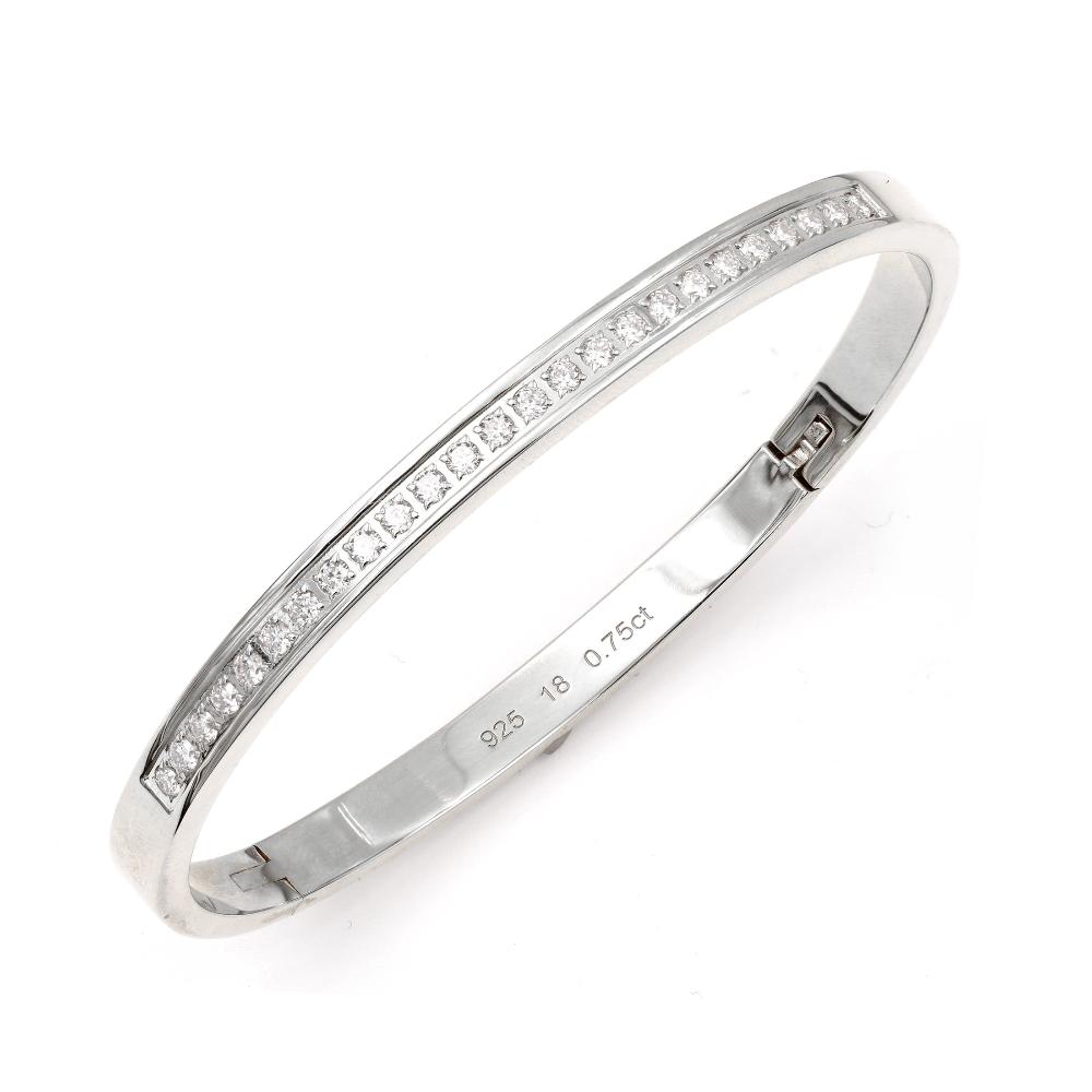 925 Sterling Silver 2mm Moissanite Bangle D Color VVS1 Excellent Cut Moissanite Stone Diamond Bangle/Unisex