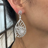 925 Silver micro-pave CZ Pear Shape Dangle Earrings