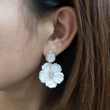 925 Sterling Silver Mother of Pearl Flower Dangle Earrings