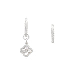 Sterling Silver cz with Clover Mother of Pearl Charm for Paper Clip Necklace