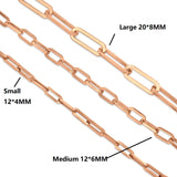 Rose gold plated 12*4MM Sterling silver small Paper Clip link chain necklace