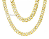 Sterling Silver Cubic Zirconia Pave Prong Setting Gold Plated Cuban Link for Men/for Women Necklace