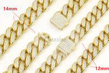 Sterling Silver Cubic Zirconia Pave Prong Setting Gold Plated Cuban Link for Men/for Women Necklace
