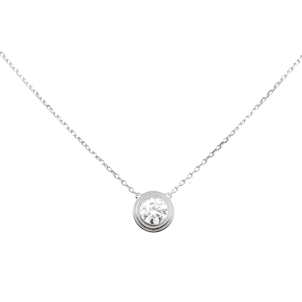 925 Sterling Silver Moissanite Bezel Setting Necklace