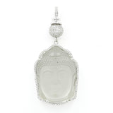 925 Sterling Silver Round CZ Clear Quartz GUANYIN Head Pendant Necklace