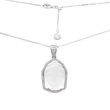 925 Sterling Silver Round CZ Clear Quartz GUANYIN Head Pendant Necklace