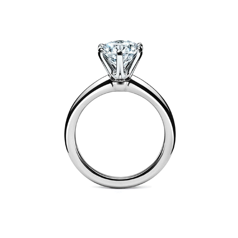 925 Sterling Silver 2ct 6 Prong Moissanite Ring