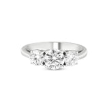 2 Carats Three Stone 4 prong Moissanite Diamond 925 Sterling Silver with 14K White Gold Plated Engagement Ring Anniversar