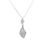 925 Silver Cubic Zirconia Dangle Pendant Necklace Earrings Jewelry Set