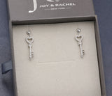 925 Silver Cubic Zirconia Heart && Key Pendant Necklace Earrings Jewelry Set