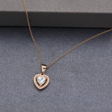 925 Silver Cubic Zirconia Heart Shape Pendant Necklace  Earrings Jewelry Set