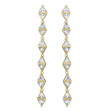 Earrings - Gold Plated Sterling Silver Triangle Cubic Zirconia Dangle Earrings
