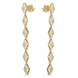 Earrings - Gold Plated Sterling Silver Triangle Cubic Zirconia Dangle Earrings