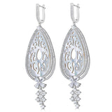 Earrings - Platinum Plated Sterling Silver Mother Of Pearl Dangle Earrings