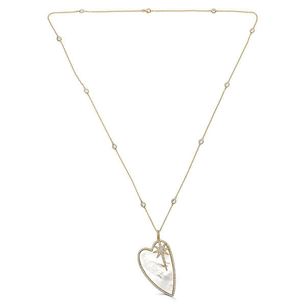 Necklace - Gold Plated Sterling Silver Mother Of Pearl Heart Necklace