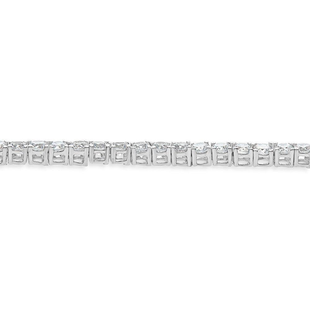 Necklace - Platinum Plated Sterling Silver Cubic Zirconia Tennis Necklace