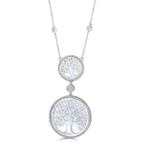 Necklace - Platinum Plated Sterling Silver Mother Of Pearl Tree Of Live Necklace